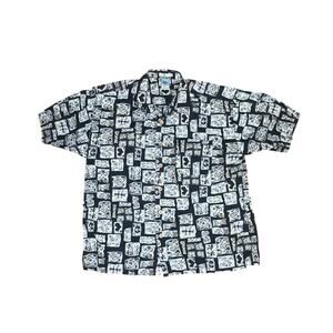 Gotcha Spozt Men’s XXL Button Down Shirt Black Tribal Print 100% Cotton Surf